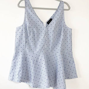 Lane Bryant Blue and White Striped Peplum Tank Top
